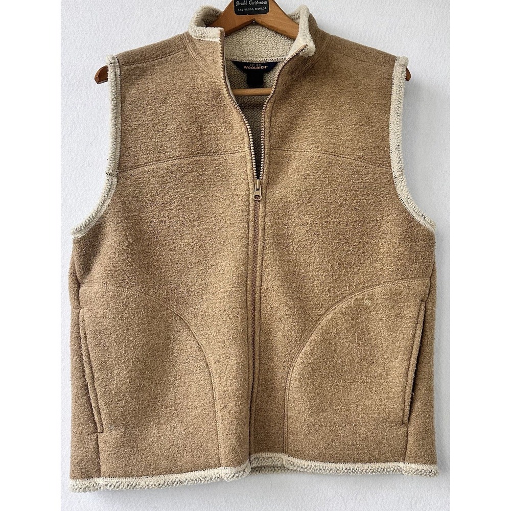 Woolrich Fleece Vest Women's Large Browns Full Zip Outdoor SOFT